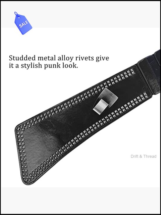 Elastic Studded Punk Chunky Waist Belt Retro 80s Stretch Wide main image 5